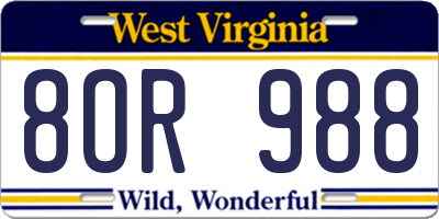 WV license plate 8OR988