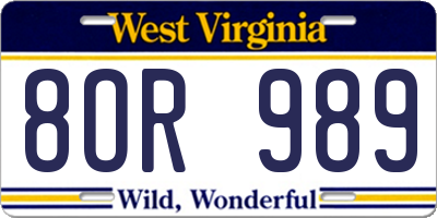 WV license plate 8OR989