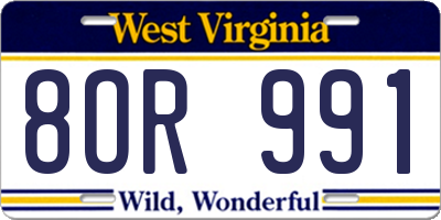 WV license plate 8OR991