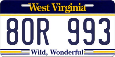 WV license plate 8OR993