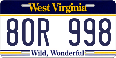 WV license plate 8OR998