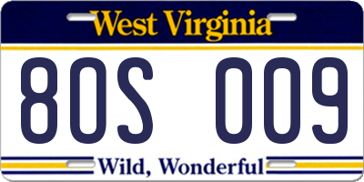 WV license plate 8OS009
