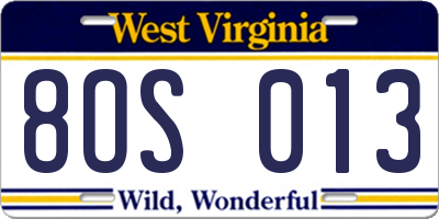 WV license plate 8OS013