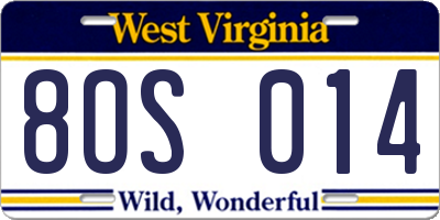 WV license plate 8OS014