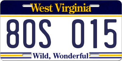 WV license plate 8OS015