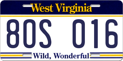 WV license plate 8OS016