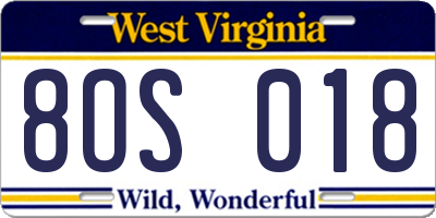 WV license plate 8OS018