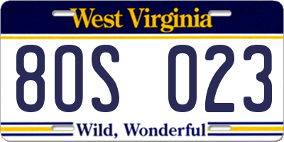 WV license plate 8OS023