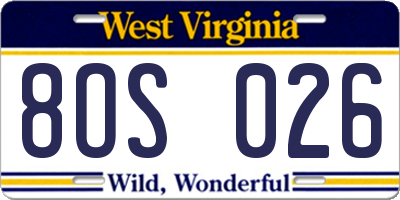 WV license plate 8OS026
