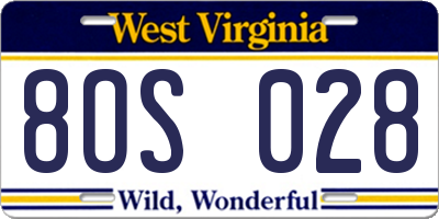 WV license plate 8OS028