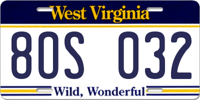 WV license plate 8OS032