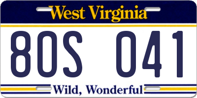 WV license plate 8OS041