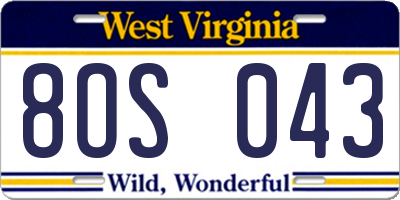 WV license plate 8OS043