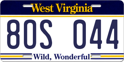 WV license plate 8OS044