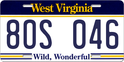 WV license plate 8OS046