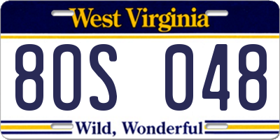 WV license plate 8OS048