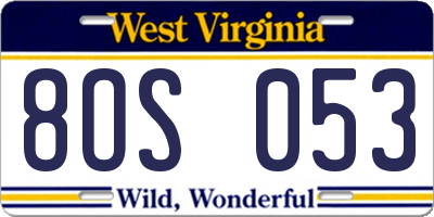 WV license plate 8OS053