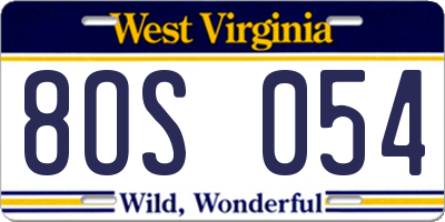 WV license plate 8OS054