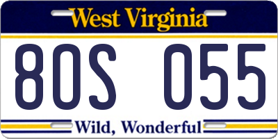 WV license plate 8OS055