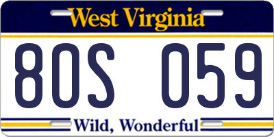 WV license plate 8OS059