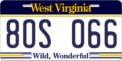 WV license plate 8OS066