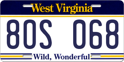 WV license plate 8OS068