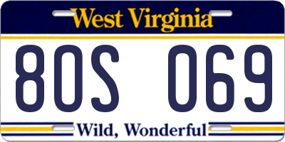 WV license plate 8OS069