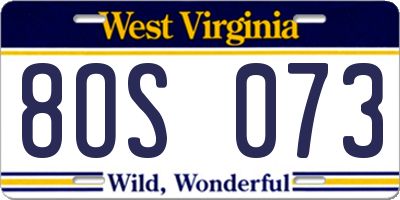 WV license plate 8OS073