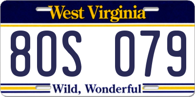 WV license plate 8OS079