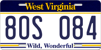 WV license plate 8OS084