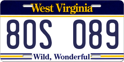 WV license plate 8OS089
