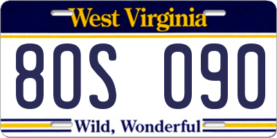 WV license plate 8OS090