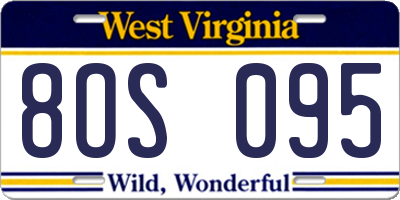 WV license plate 8OS095