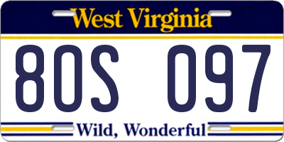 WV license plate 8OS097