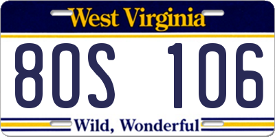 WV license plate 8OS106