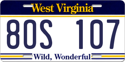 WV license plate 8OS107