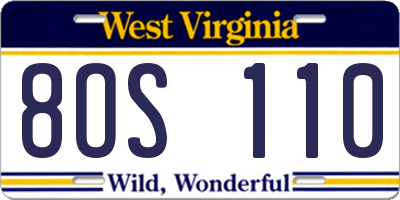 WV license plate 8OS110