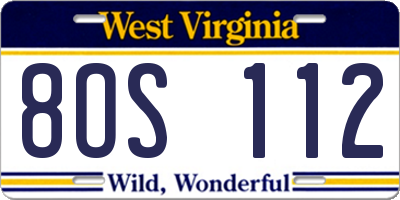 WV license plate 8OS112