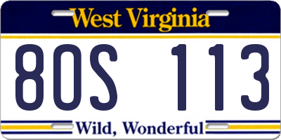 WV license plate 8OS113