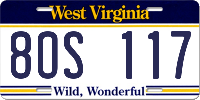 WV license plate 8OS117