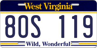 WV license plate 8OS119