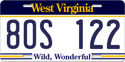 WV license plate 8OS122