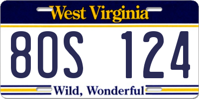 WV license plate 8OS124