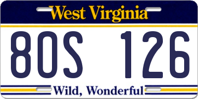 WV license plate 8OS126