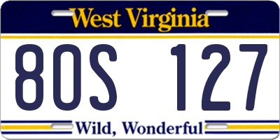 WV license plate 8OS127
