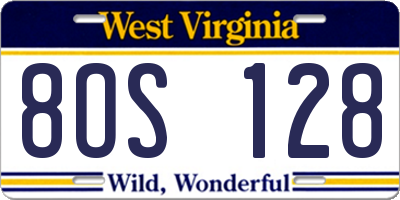 WV license plate 8OS128