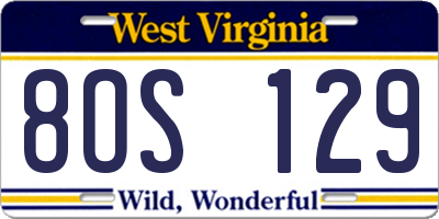 WV license plate 8OS129