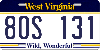 WV license plate 8OS131