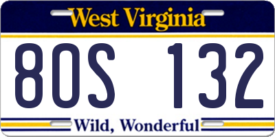 WV license plate 8OS132