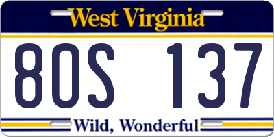 WV license plate 8OS137